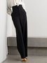Mode Pantalons Plain Printemps Élégant Polyester Naturel Aucune élasticité Quotidien Coupe Régulière Pantalon droit pour Femmes