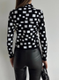 Tops Géométrique Printemps Urbain Polyester Quotidien Manches Longues Régulier Régulier Demi col roulé pour Femmes
