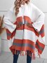 Pull Manteau Rayé Hiver Simple Naturel à Haute Élasticité Quotidien Ample Manches Longues H-ligne pour Femmes