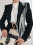Blazer Femmes Rayé Printemps Urbain Polyester Naturel Aucune élasticité Ample Faire la navette Manches Longues