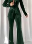 Mode Pantalons Plain Printemps Urbain Taille Haute Micro-Élasticité Quotidien Coupe Régulière Cloche-Bas de pantalon Régulier pour Femmes