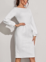 Robes Femmes Plain Printemps Élégant Polyester Quotidien Coupe Régulière Mi-longue Col Rond S-Ligne