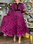 Mariage Robe & Fête Robe Femmes Floral Printemps Élégant Polyester Col Carré Naturel Fête Manches Longues Régulier