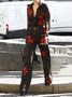 Blouse Floral Printemps Élégant Polyester Aucune élasticité Coupe Régulière Boutons Droit Col de Chemise pour Femmes