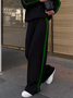 Décontracté Pantalons Femmes Décontracté Bloc de Couleur Printemps Naturel Micro-élasticité Quotidien Pantalons à Jambe Large Long Régulier