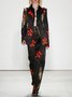 Mode Pantalons Femmes Floral Printemps Élégant Polyester Zip Aucune élasticité Quotidien Pantalon droit Droit