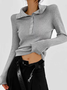 Tops Femmes Plain Printemps Élégant Naturel Micro-élasticité Coupe Régulière Manches Longues Laine/Tricot Régulier