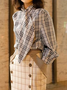 Blouse Femmes Plaid Printemps Urbain Aucune élasticité Ample Faire la navette Manches Longues Régulier Droit