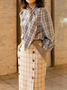 Blouse Femmes Plaid Printemps Urbain Aucune élasticité Ample Faire la navette Manches Longues Régulier Droit