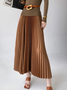 Jupe Femmes Plain Printemps Élégant Micro-élasticité Quotidien Coupe Régulière Long Plissé Régulier