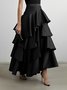 Jupe Plain Printemps Élégant Polyester Quotidien Coupe Régulière Long Trapèze Régulier pour Femmes