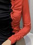 Tops Bloc de Couleur Printemps Élégant Quotidien Serré Manches Longues Régulier Élasticité moyenne Demi col roulé pour Femmes