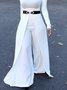 Mode Pantalons Femmes Plain Printemps Urbain Polyester Taille Haute Coupe Régulière Pantalons à Jambe Large Droit Régulier