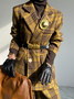 Blazer Femmes Plaid Printemps Élégant Naturel Aucune élasticité Coupe Régulière à Col Revers Ligne X Régulier