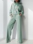 Mode Pantalons Femmes Décontracté Plain Printemps Polyester Micro-Élasticité Coupe Régulière Pantalon droit Long Régulier