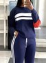 Sweat-shirts Femmes Décontracté Bloc de Couleur Printemps Polyester Pull-over Manches Longues Régulier Droit Régulier