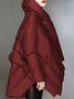 en Toison Manteau Plain Hiver Urbain Polyester Micro-Élasticité Manches Longues Col Roulé A-ligne Régulier pour Femmes