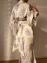 Robes Femmes Floral Printemps Élégant Satin Naturel Aucune élasticité Quotidien Manches Longues S-Ligne