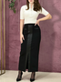 Jupe Plain Printemps Élégant Polyester Quotidien Coupe Régulière Long Fente Élasticité moyenne pour Femmes