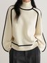 Pull Femmes Bloc de Couleur Printemps Urbain Acrylique Naturel Micro-élasticité Faire la navette Col Roulé Droit