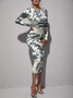Robes Abstrait Printemps Élégant Quotidien Jersey 1 * robe Col Rond S-Ligne Élasticité moyenne pour Femmes