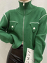 Pull Femmes Bloc de Couleur Printemps Urbain Quotidien Ample Manches Longues Col Roulé Régulier Droit