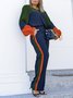 Décontracté Pantalons Femmes Bloc de Couleur Printemps Urbain Polyester Quotidien Coupe Régulière Long H-ligne Élasticité moyenne