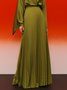 Jupe Femmes Plain Printemps Urbain Satin Taille Haute Micro-élasticité Coupe Régulière Plissé Trapèze