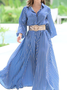 Robes Femmes Géométrique Printemps Élégant Polyester Aucune élasticité Quotidien Long Manches Longues Régulier