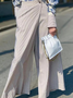 Mode Pantalons Femmes Rayé Printemps Urbain Polyester Naturel Quotidien Ample Pantalons à Jambe Large Trapèze