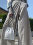 Mode Pantalons Femmes Rayé Printemps Urbain Polyester Naturel Quotidien Ample Pantalons à Jambe Large Trapèze