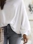 Tops Plain Printemps Élégant Quotidien Ample Régulier Régulier Élasticité moyenne Demi col roulé pour Femmes
