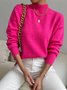 Pull Femmes Plain Printemps Élégant à Haute Élasticité Quotidien Coupe Régulière Manches Longues Droit Demi col roulé