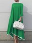 Robes Bloc de Couleur Printemps Élégant Polyester Col Montant Quotidien Mi-longue Trapèze Robe Chemise pour Femmes