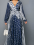 Robes Femmes Pois Polka Printemps Élégant Naturel Quotidien Coupe Régulière Long Manches Longues Ligne X