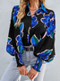 Blouse Femmes Floral Printemps Urbain Aucune élasticité Quotidien Ample Manches Longues Régulier Col de Chemise