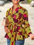 Blouse Femmes Floral Printemps Élégant Polyester Col V Micro-élasticité Faire la navette Ligne X Régulier