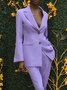 Blazer Plain Printemps Élégant Naturel Manches Longues à Col Revers Régulier Ligne X Régulier pour Femmes