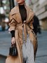 Manteau de Tranchée Femmes Abstrait Printemps Urbain Naturel Micro-élasticité Ample Manches Longues à Col Revers Ligne X