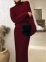 Ensembles de Deux Pièces Plain Hiver Élégant Acrylique Quotidien Col Roulé Top Avec Jupe H-ligne Élasticité moyenne pour Femmes