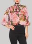 Blouses Floral Printemps / Automne Élégant Polyester Manchon de Lanterne Léger Quotidien Régulier Droit pour Femmes
