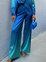 Mode Pantalons Femmes Ombre Printemps Urbain Polyester Naturel Ample Long Droit Régulier