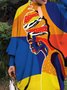 Robes Visage Printemps / Automne Urbain Polyester Micro-élasticité Ample Faire la navette Mi-longue Manches Longues pour Femmes