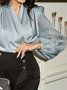 Blouse Femmes Plain Printemps Élégant Aucune élasticité Coupe Régulière Manches Longues Régulier Droit Régulier