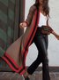 Pull Manteau Femmes Bloc de Couleur Printemps Élégant Acrylique à Haute Élasticité Coupe Régulière Manches Longues Mi-long Droit