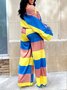 Chemises Femmes Rayé Été Urbain Polyester Micro-élasticité Faire la navette Demi Manche Régulier Régulier