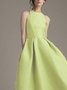 Mariage Robe & Fête Robe Femmes Plain Printemps Élégant Polyester Mi-longue Sans Manches Col Rond Ligne X Régulier