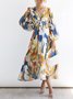 Robes Femmes Floral Printemps / Automne Vacances Polyester Taille Haute Coupe Régulière Manches Longues Ligne X Vacances