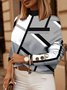 Sweat-shirts Géométrique Printemps / Automne Urbain Quotidien Ample Manches Longues Col Rond Régulier Droit pour Femmes