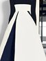 Robes Bloc de Couleur Printemps Élégant Polyester Coupe Régulière Mi-longue Col Rond Ligne X Régulier pour Femmes